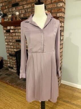 Armani Exchange Lavender Long-Sleeve Shirt Dress